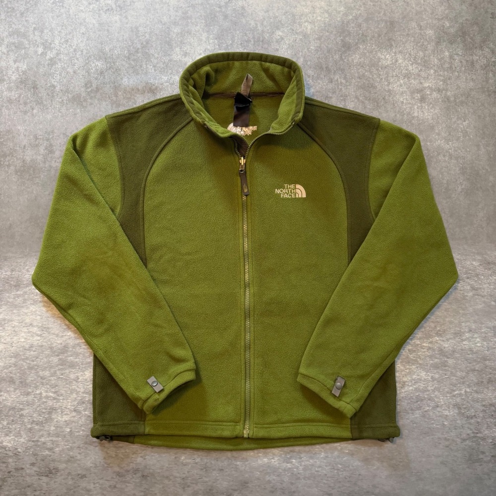 The North Face Polartec Full Zip Fleece Jacket Mens Large Olive Green Two Tone L